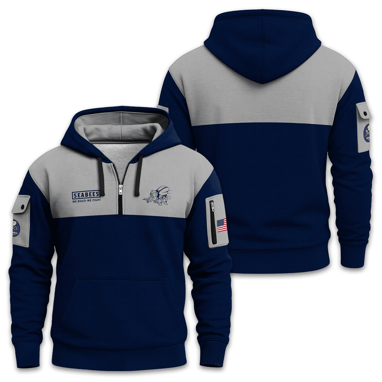 US Navy Seabee Quarter Zip Hoodie