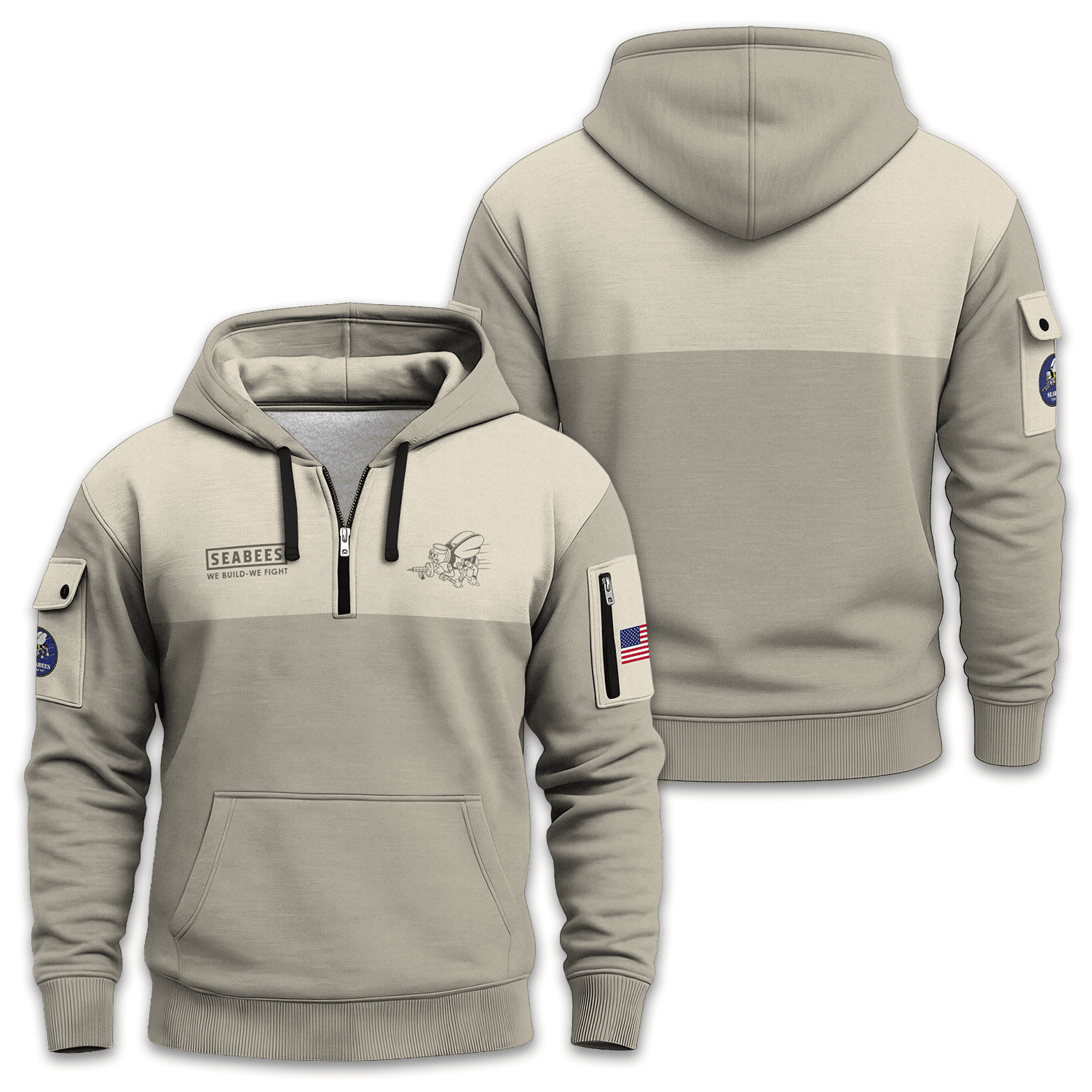 US Navy Seabee Quarter Zip Hoodie