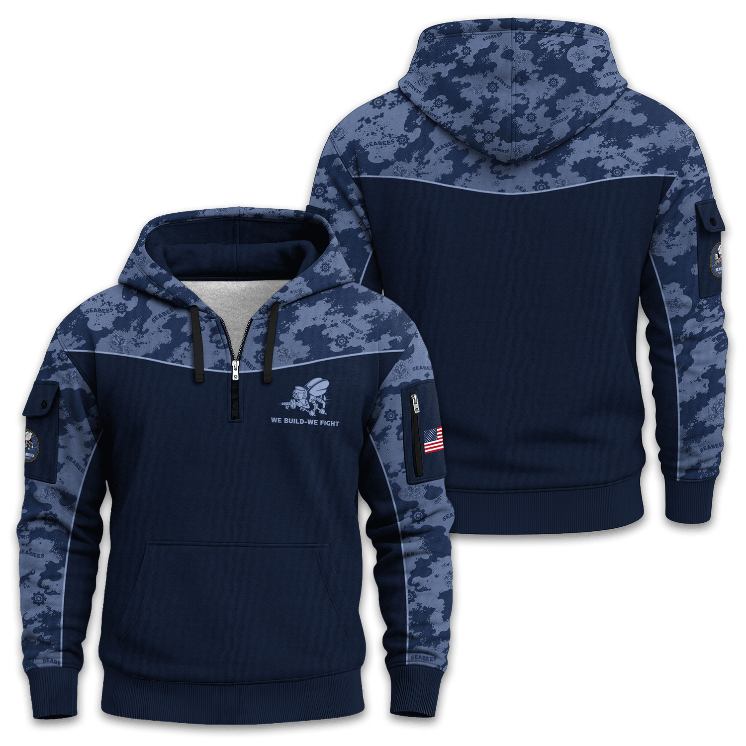 US Navy Seabee Quarter Zip Hoodie