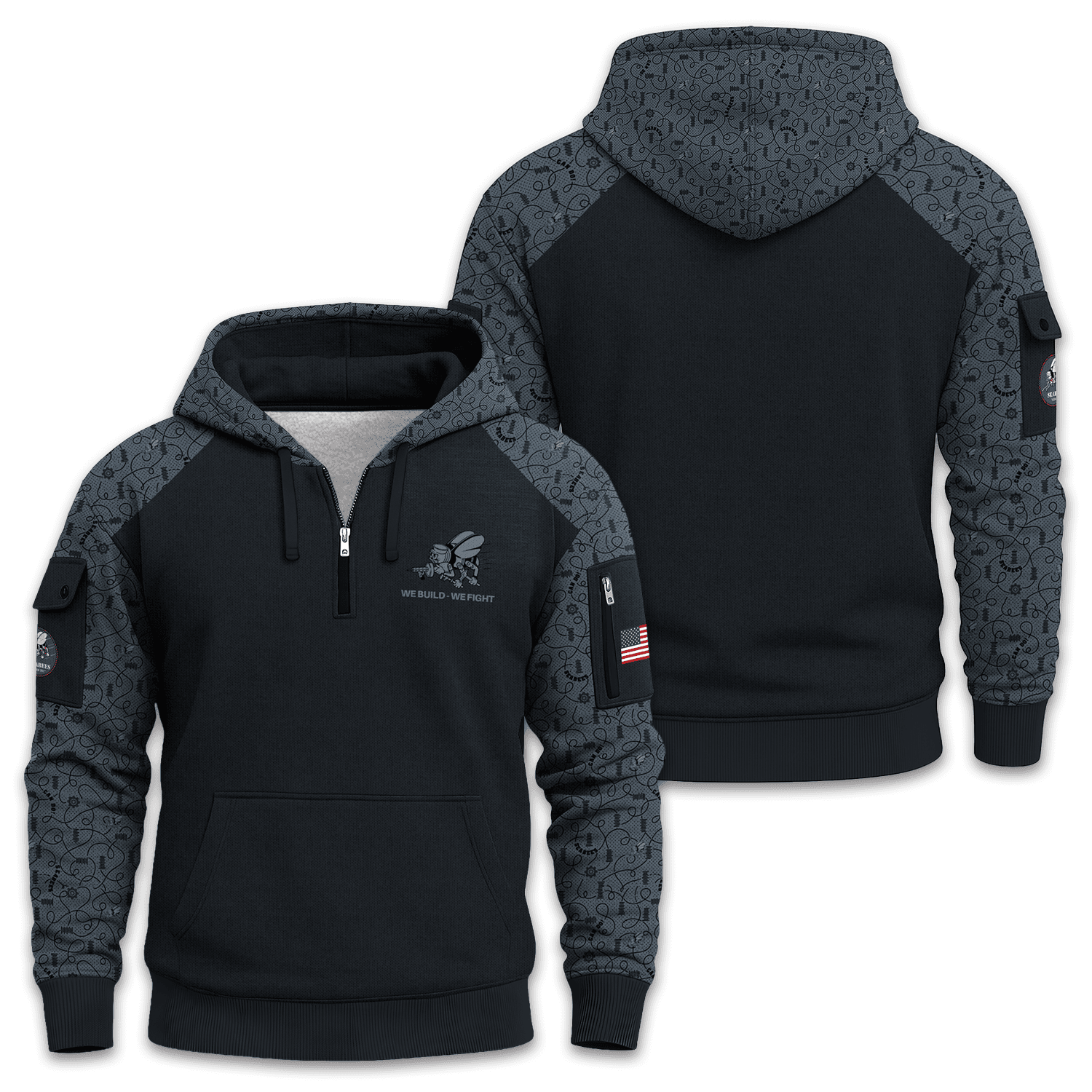 US Navy Seabee Quarter Zip Hoodie