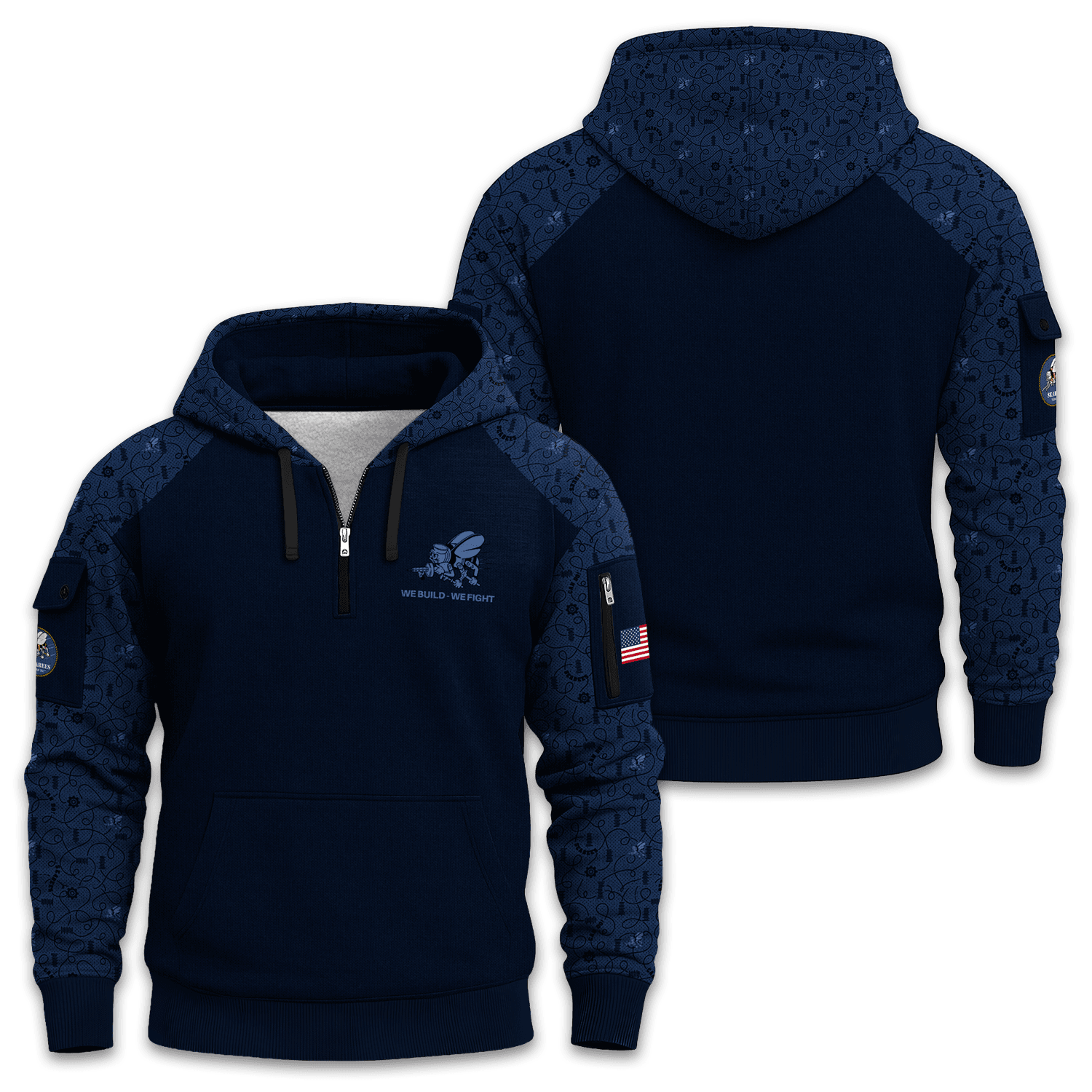 US Navy Seabee Quarter Zip Hoodie