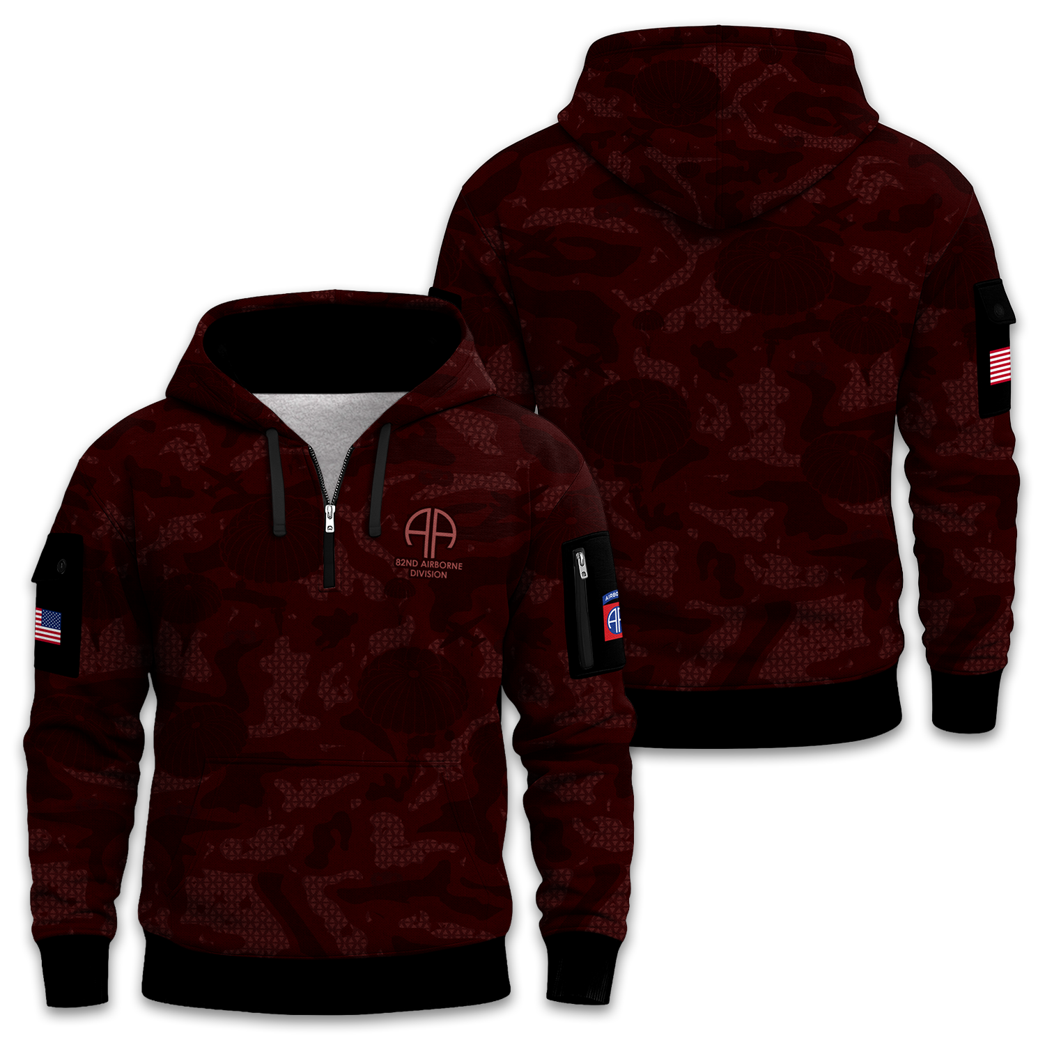 US Army 82nd Airborne Quarter Zip Hoodie