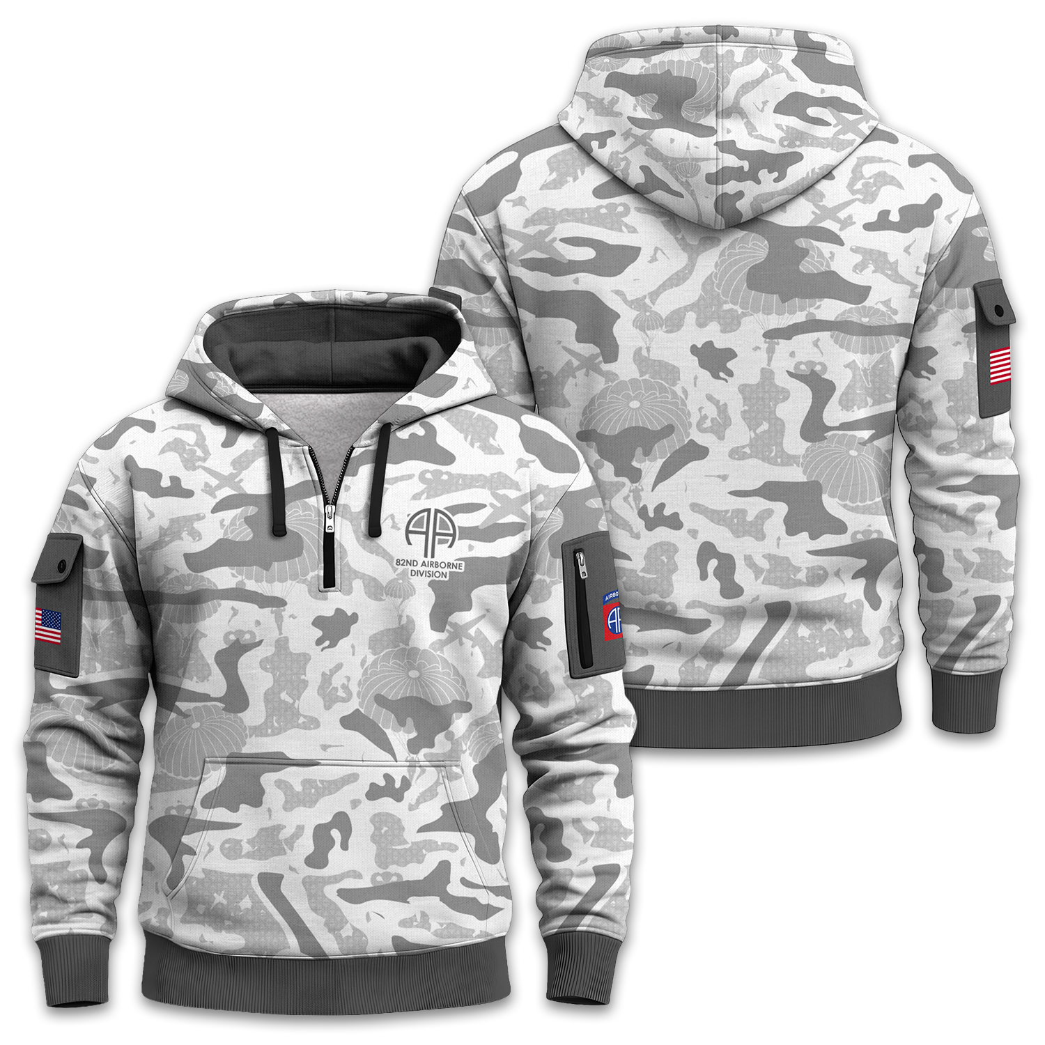 US Army 82nd Airborne Quarter Zip Hoodie