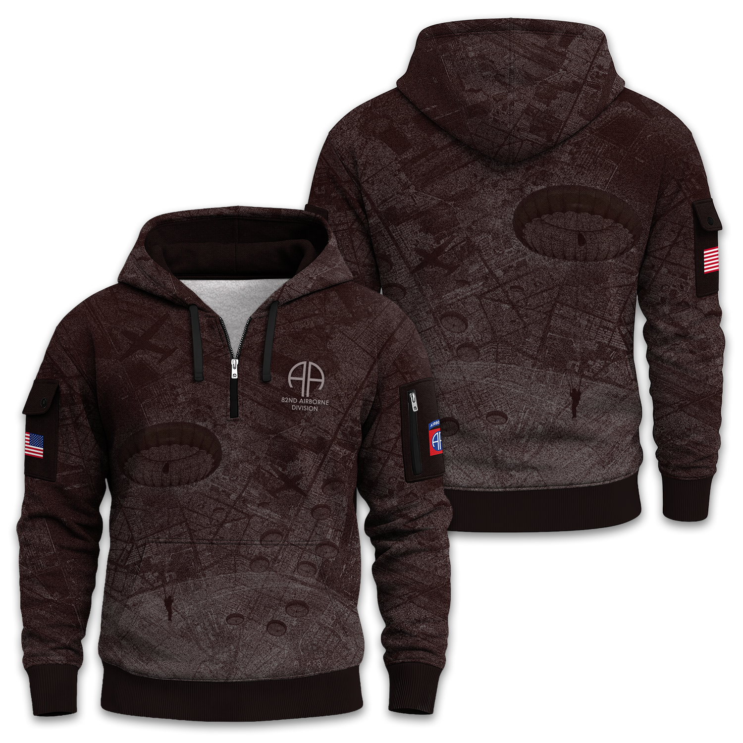 US Army 82nd Airborne Quarter Zip Hoodie