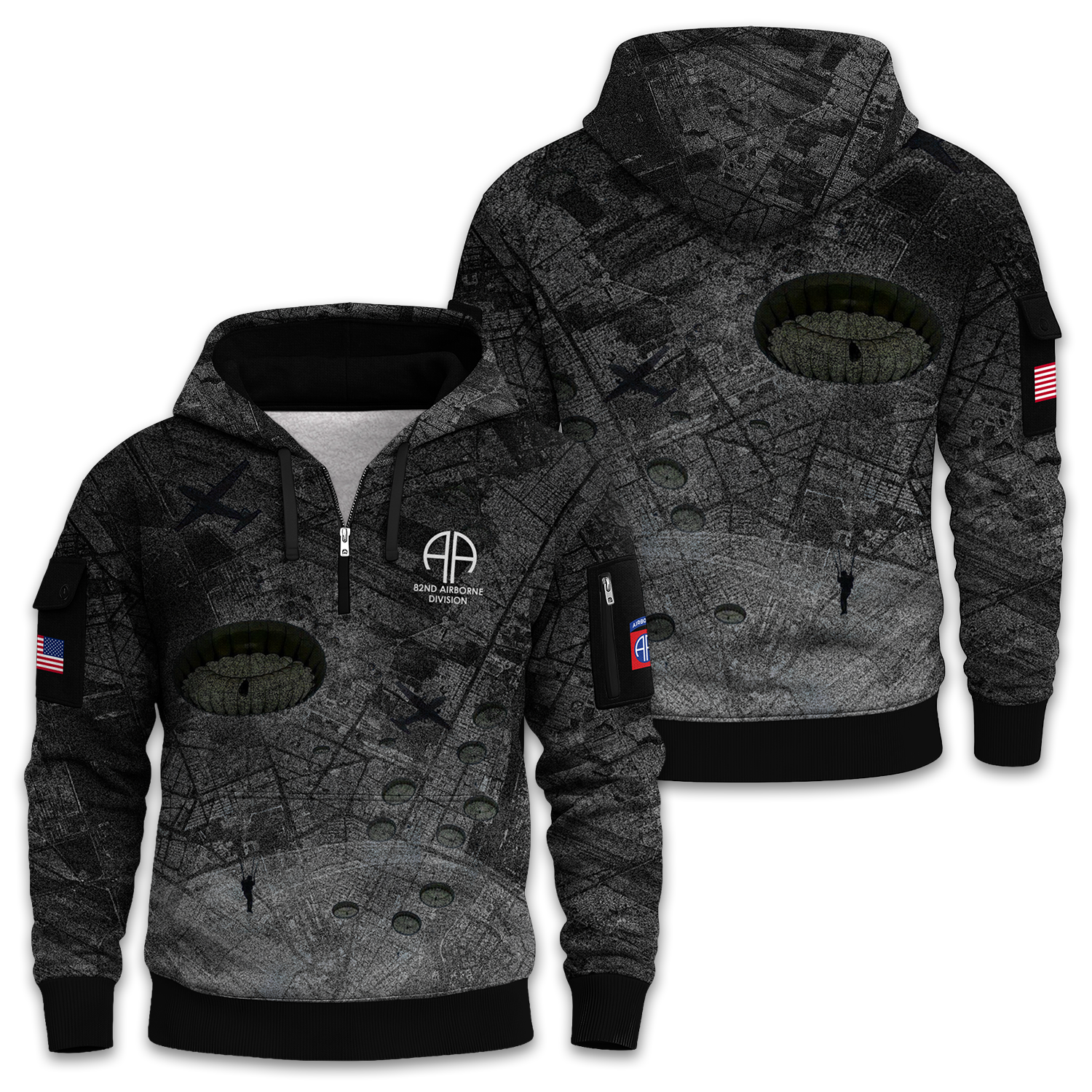 US Army 82nd Airborne Quarter Zip Hoodie
