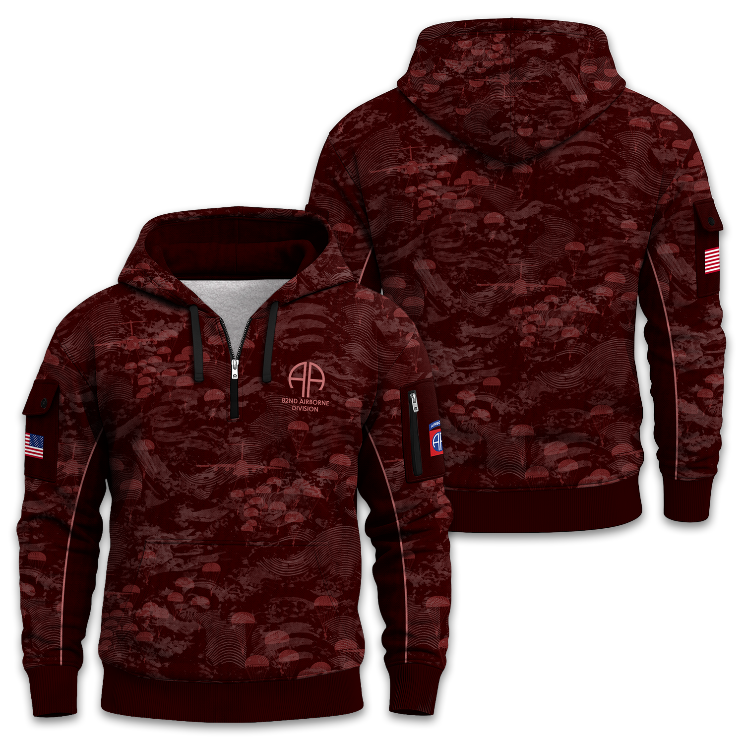 US Army 82nd Airborne Quarter Zip Hoodie