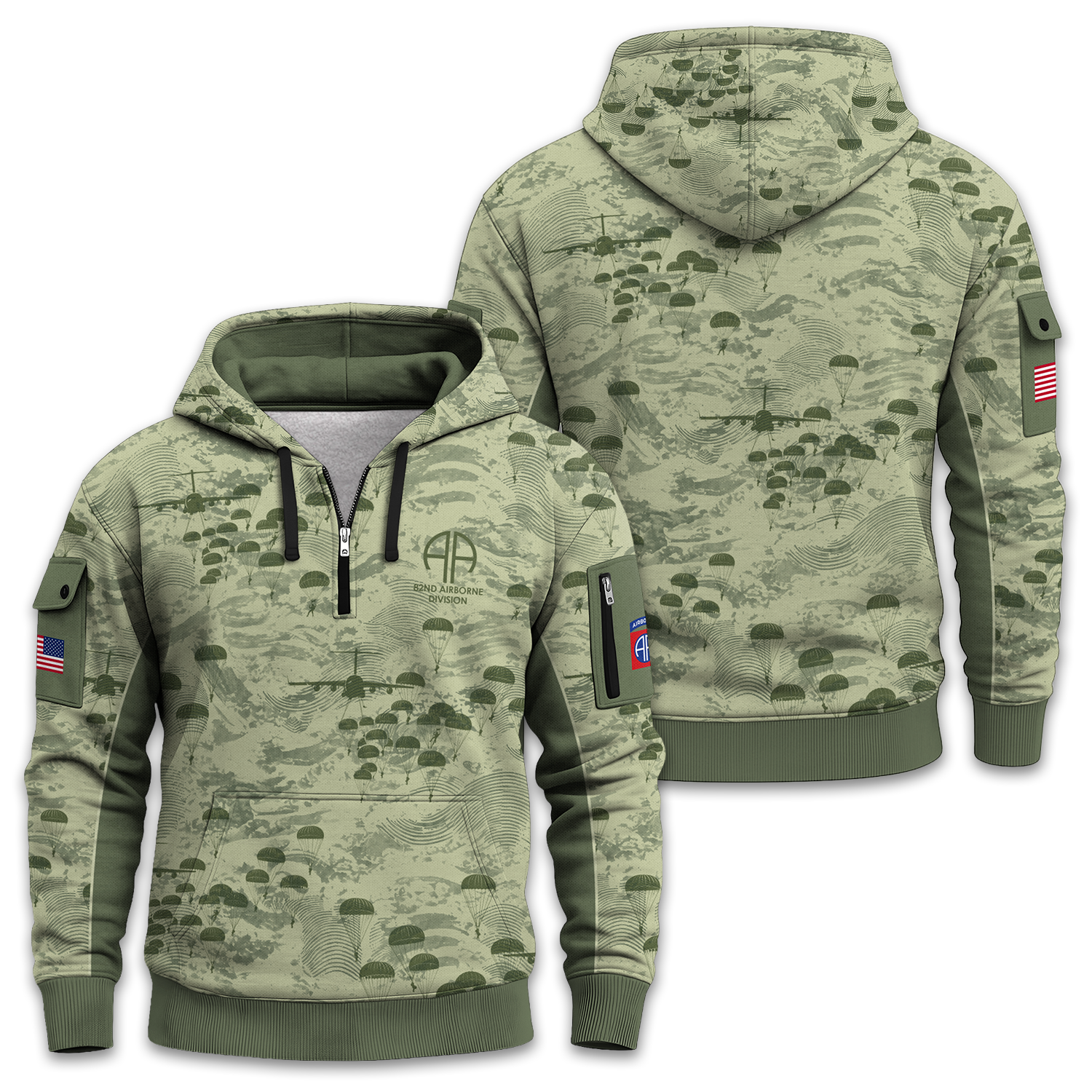 US Army 82nd Airborne Quarter Zip Hoodie