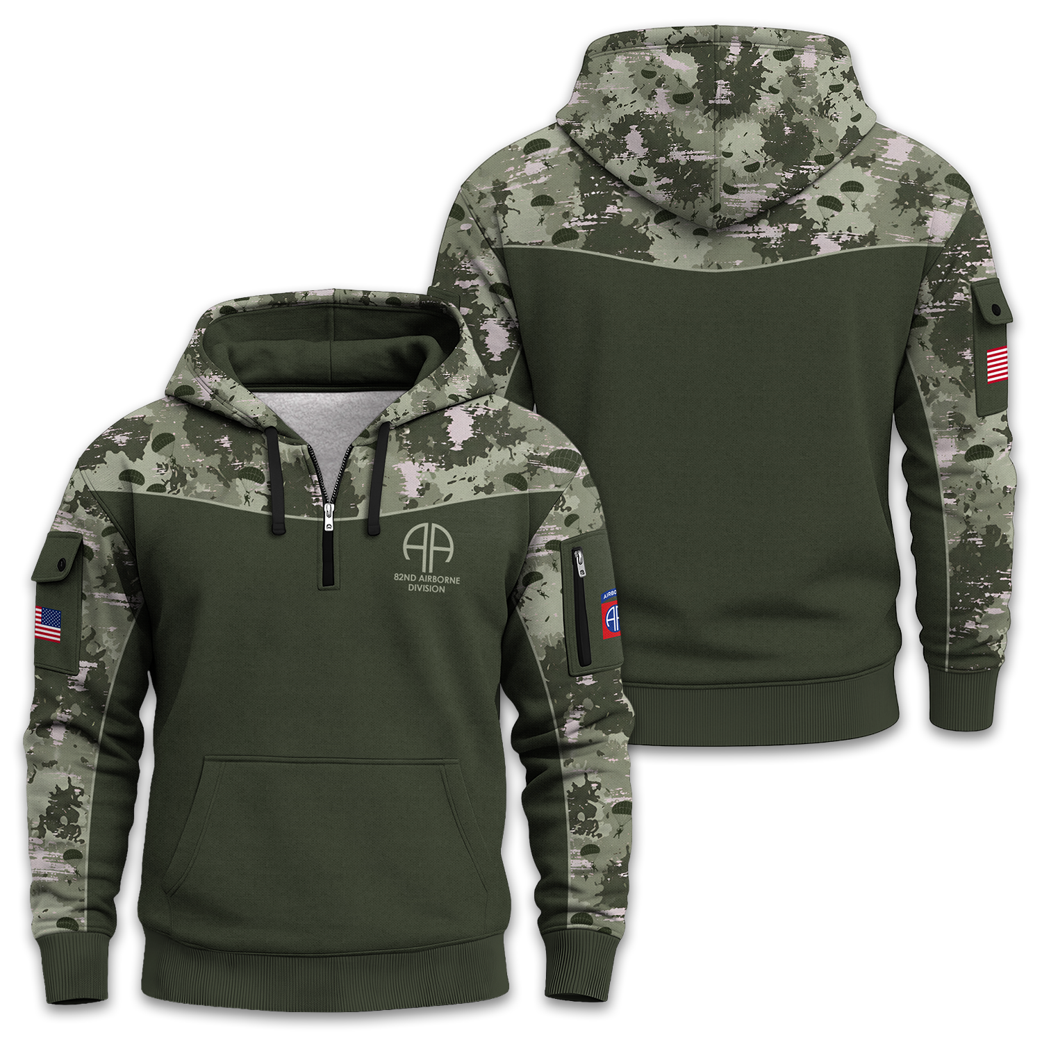 US Army 82nd Airborne Quarter Zip Hoodie