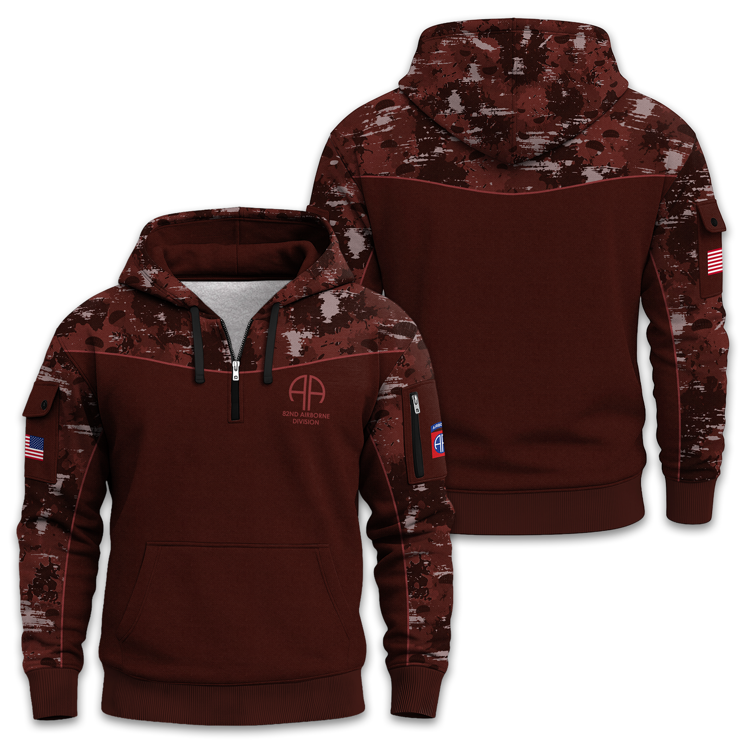 US Army 82nd Airborne Quarter Zip Hoodie