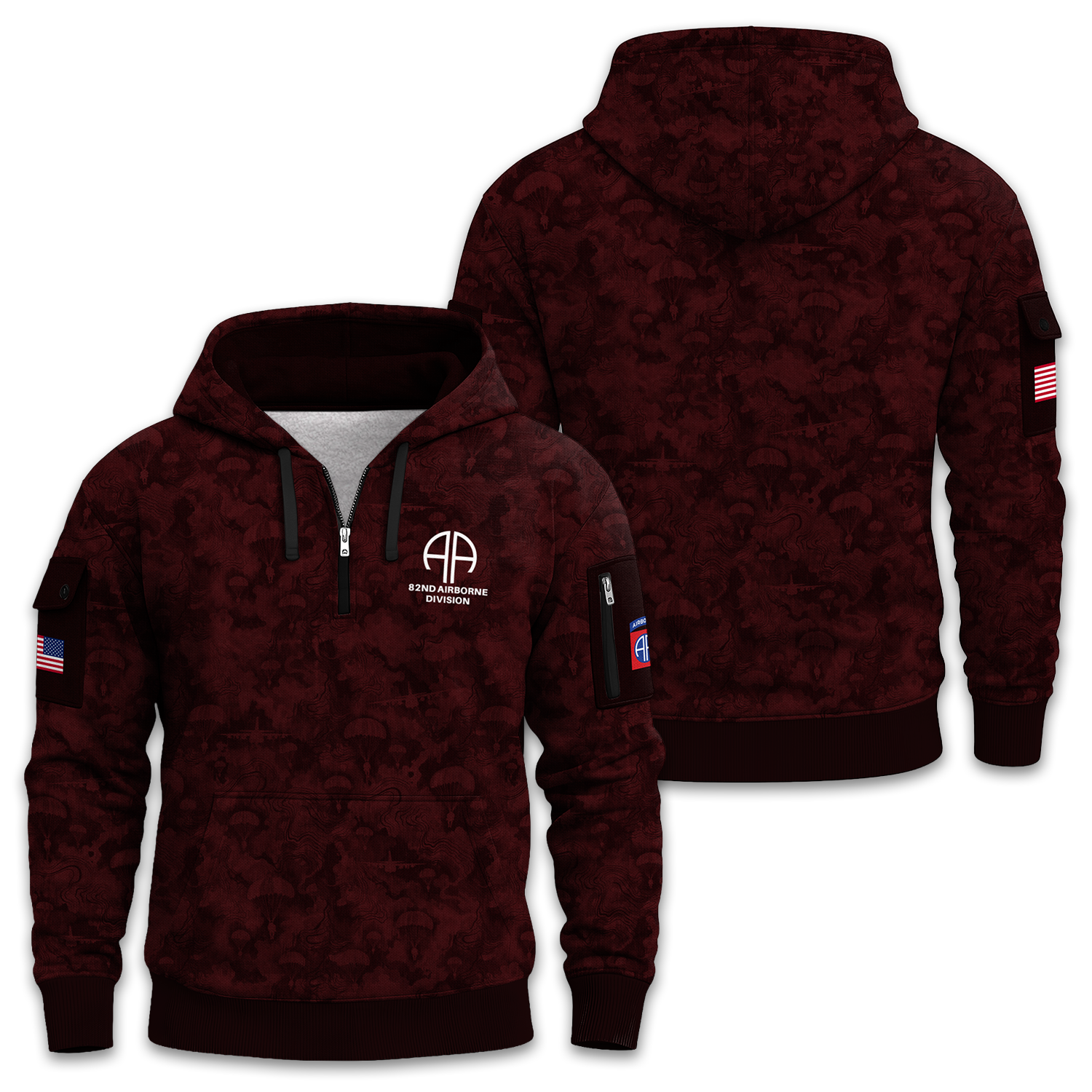 US Army 82nd Airborne Quarter Zip Hoodie