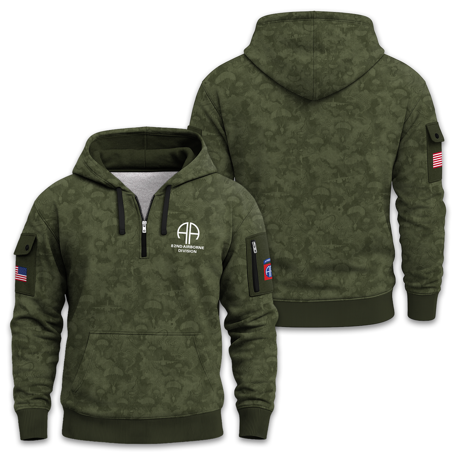 US Army 82nd Airborne Quarter Zip Hoodie