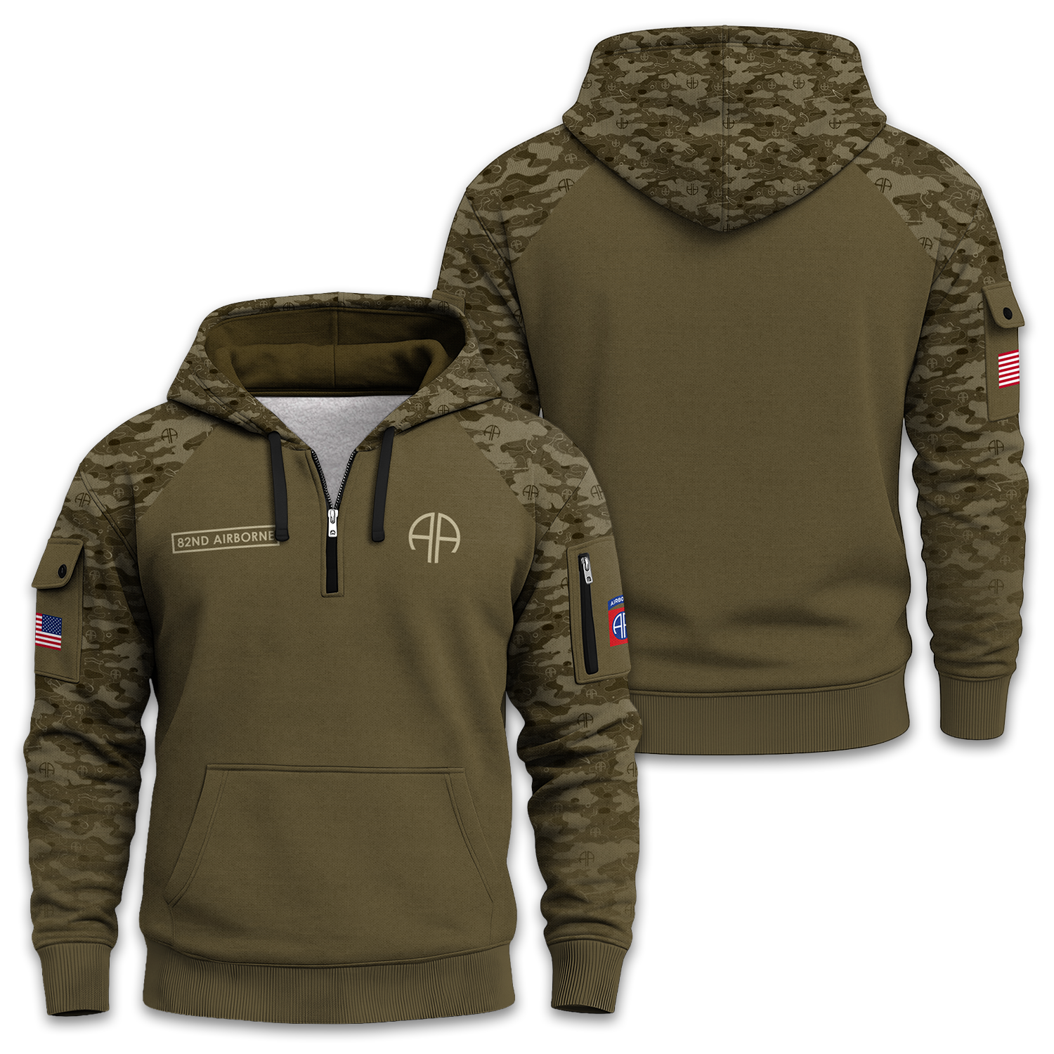 US Army 82nd Airborne Quarter Zip Hoodie