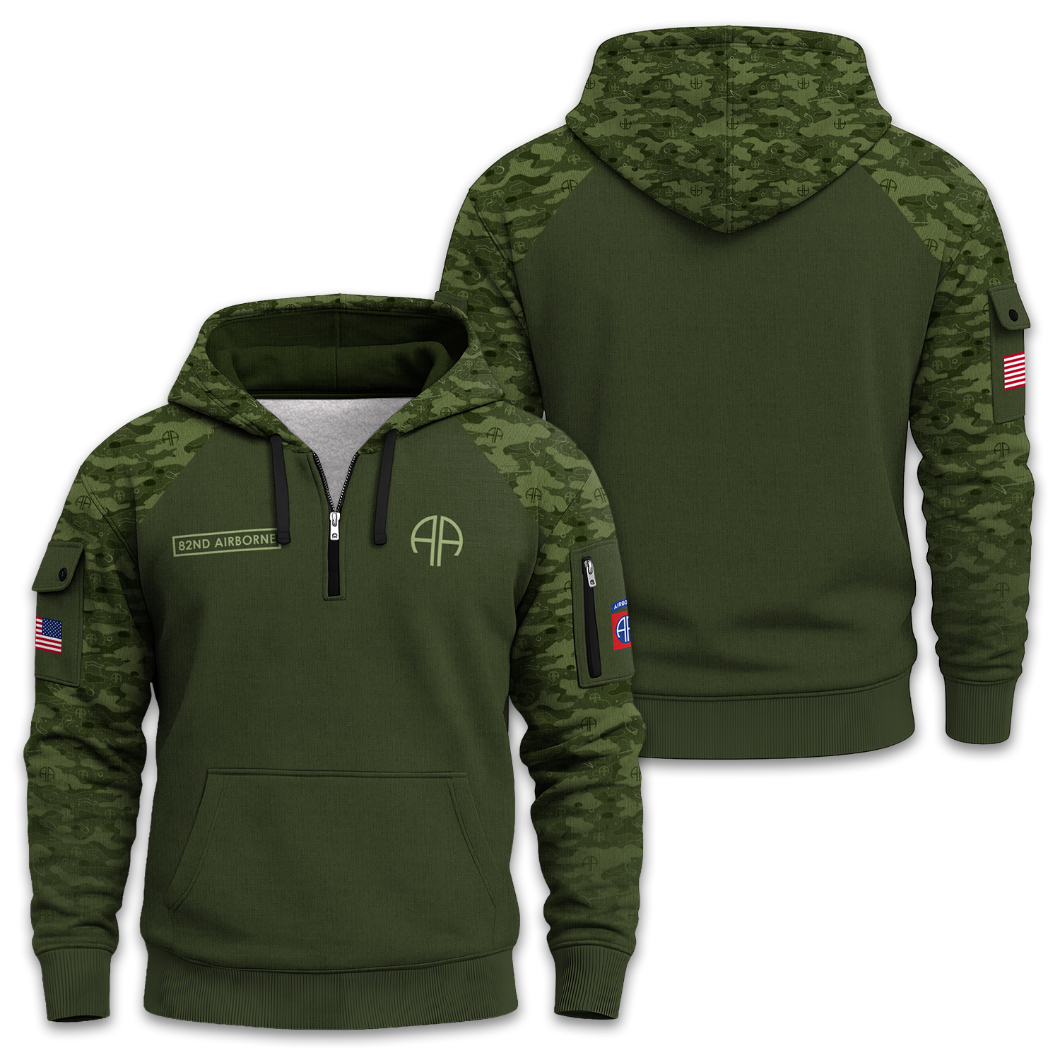US Army 82nd Airborne Quarter Zip Hoodie