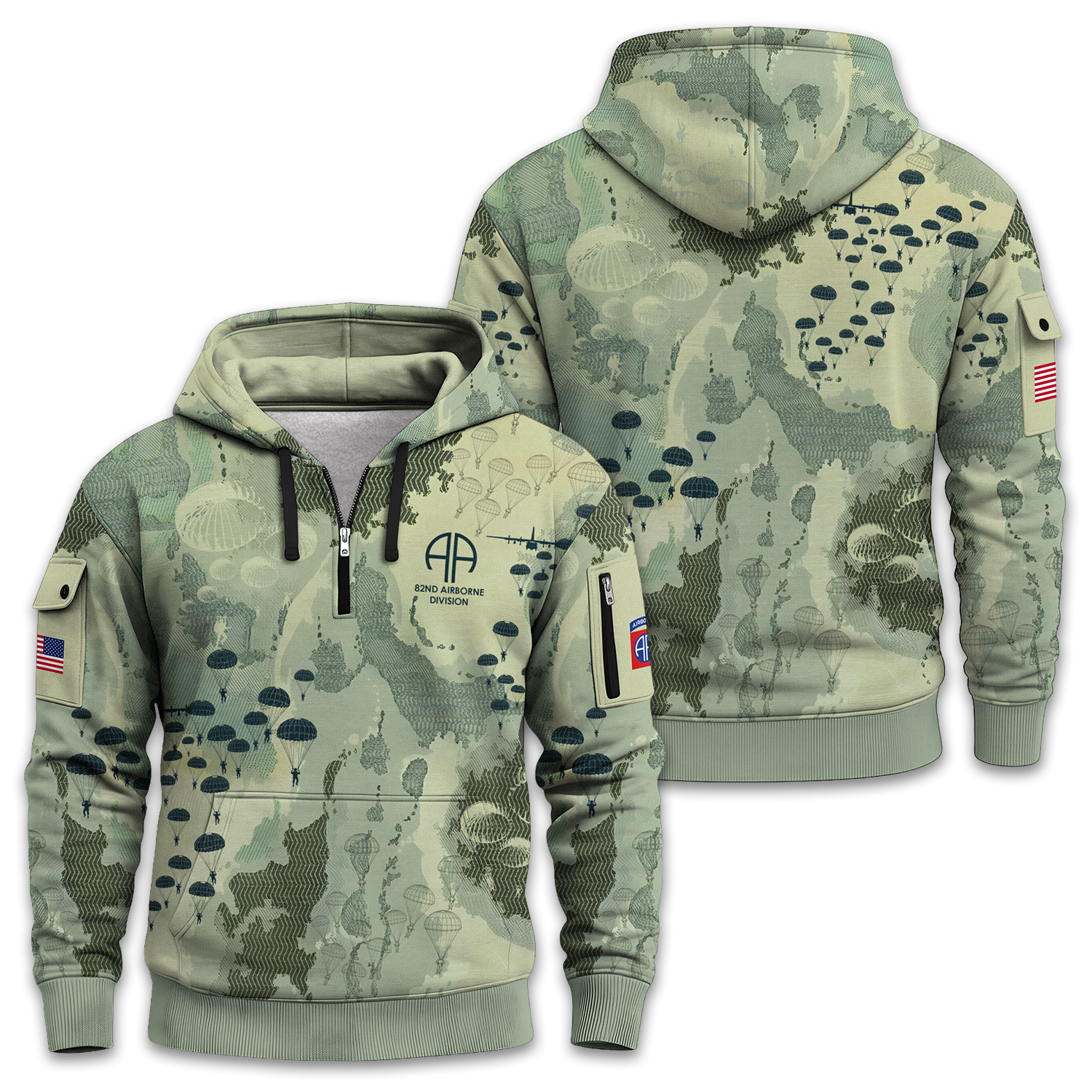 US Army 82nd Airborne Quarter Zip Hoodie