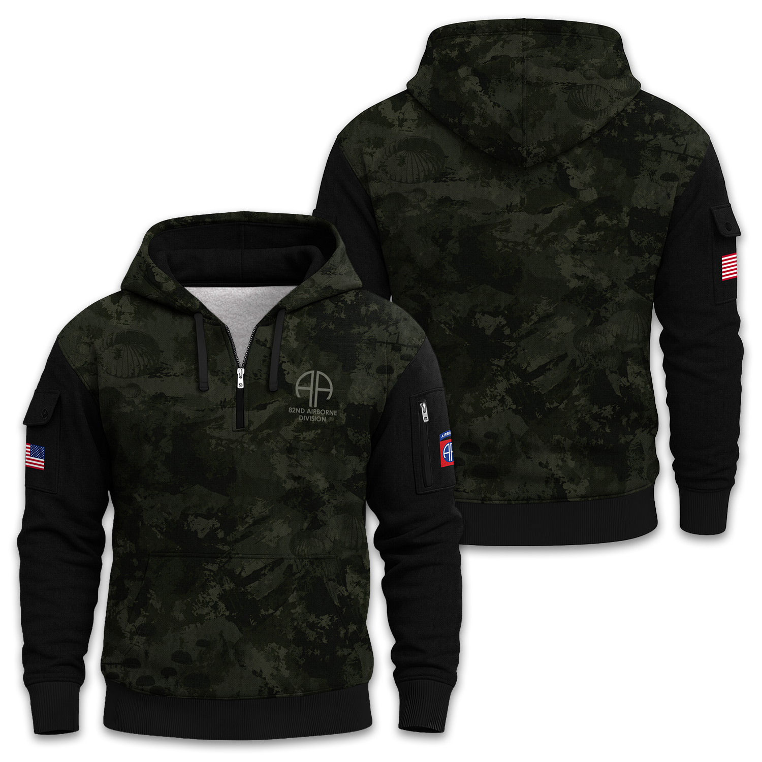 US Army 82nd Airborne Quarter Zip Hoodie