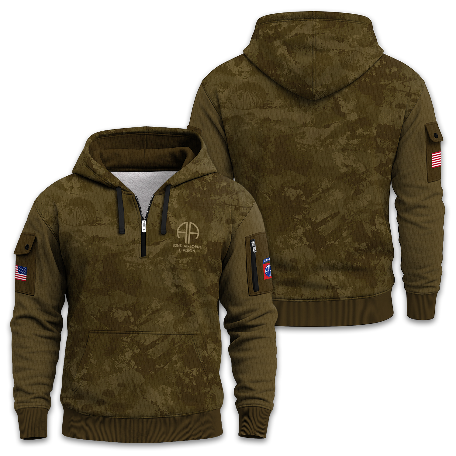 US Army 82nd Airborne Quarter Zip Hoodie