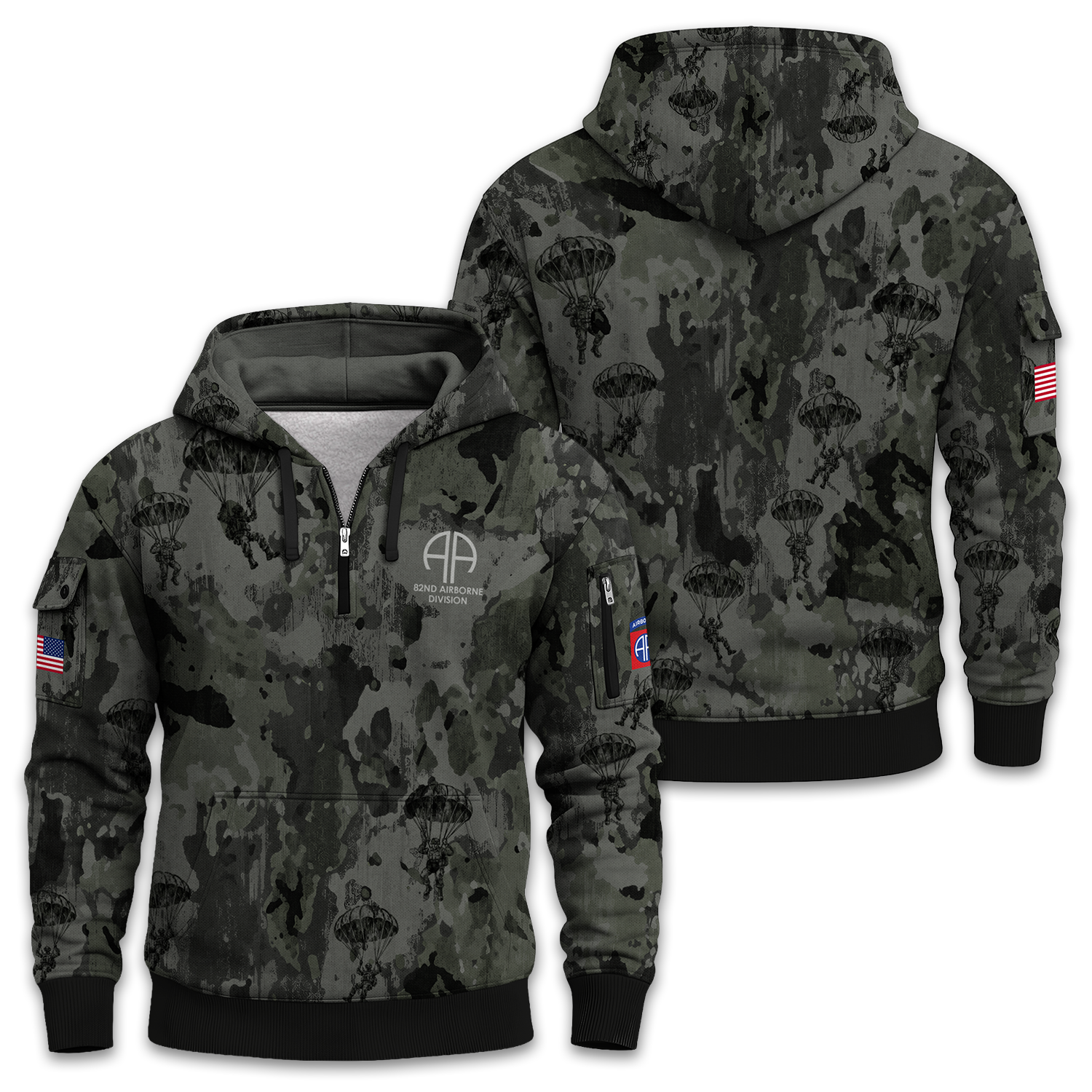 US Army 82nd Airborne Quarter Zip Hoodie