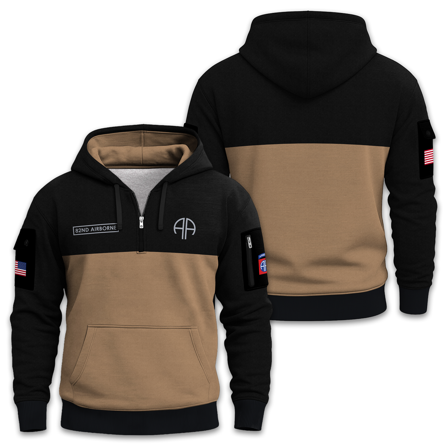 US Army 82nd Airborne Quarter Zip Hoodie