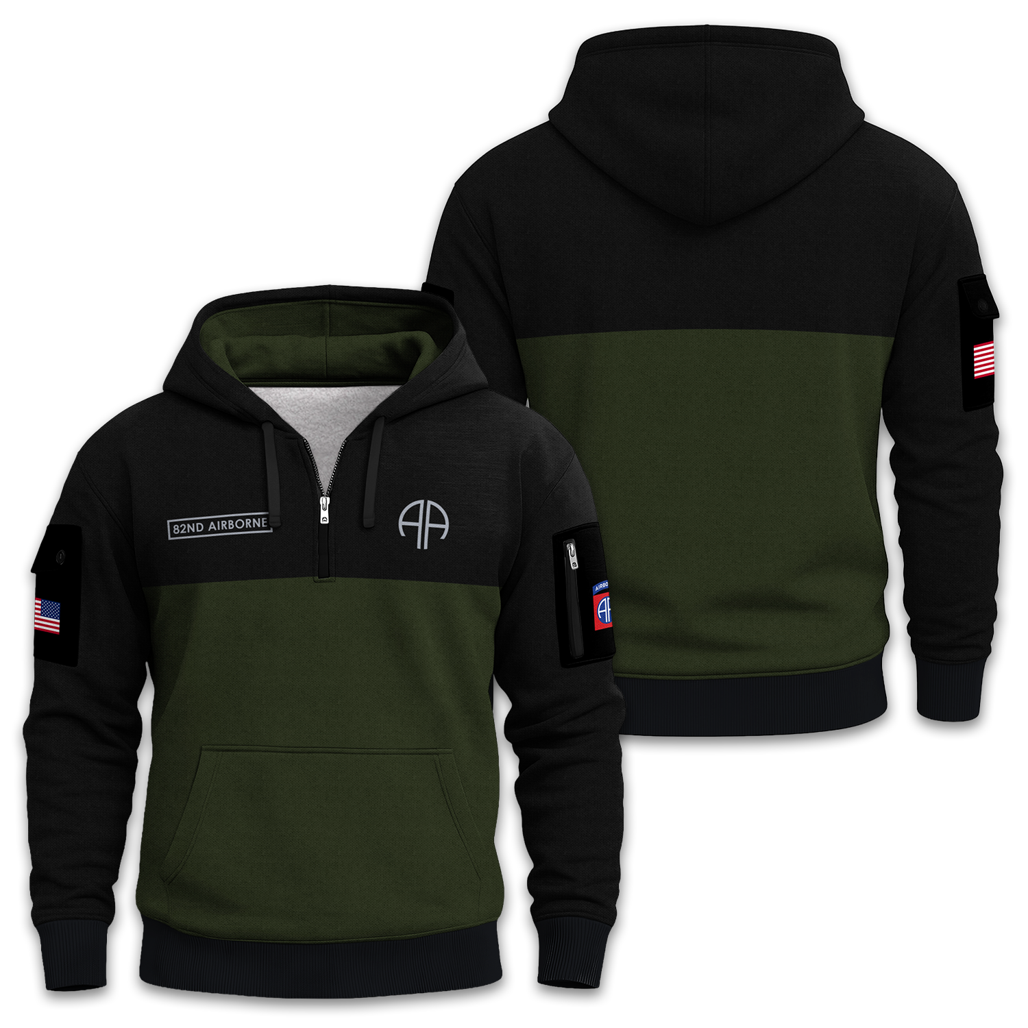 US Army 82nd Airborne Quarter Zip Hoodie
