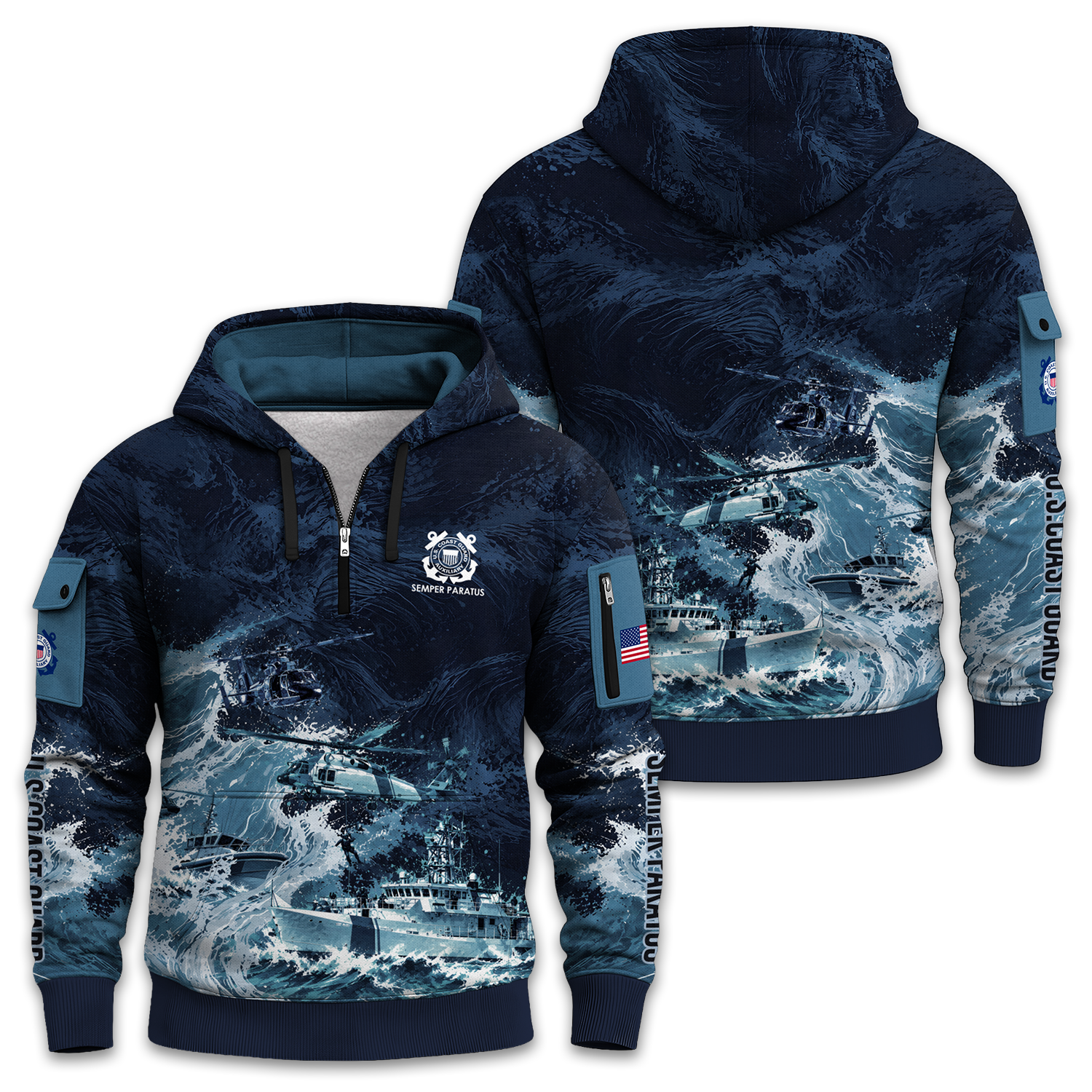 US Coast Guard Quarter Zip Hoodie