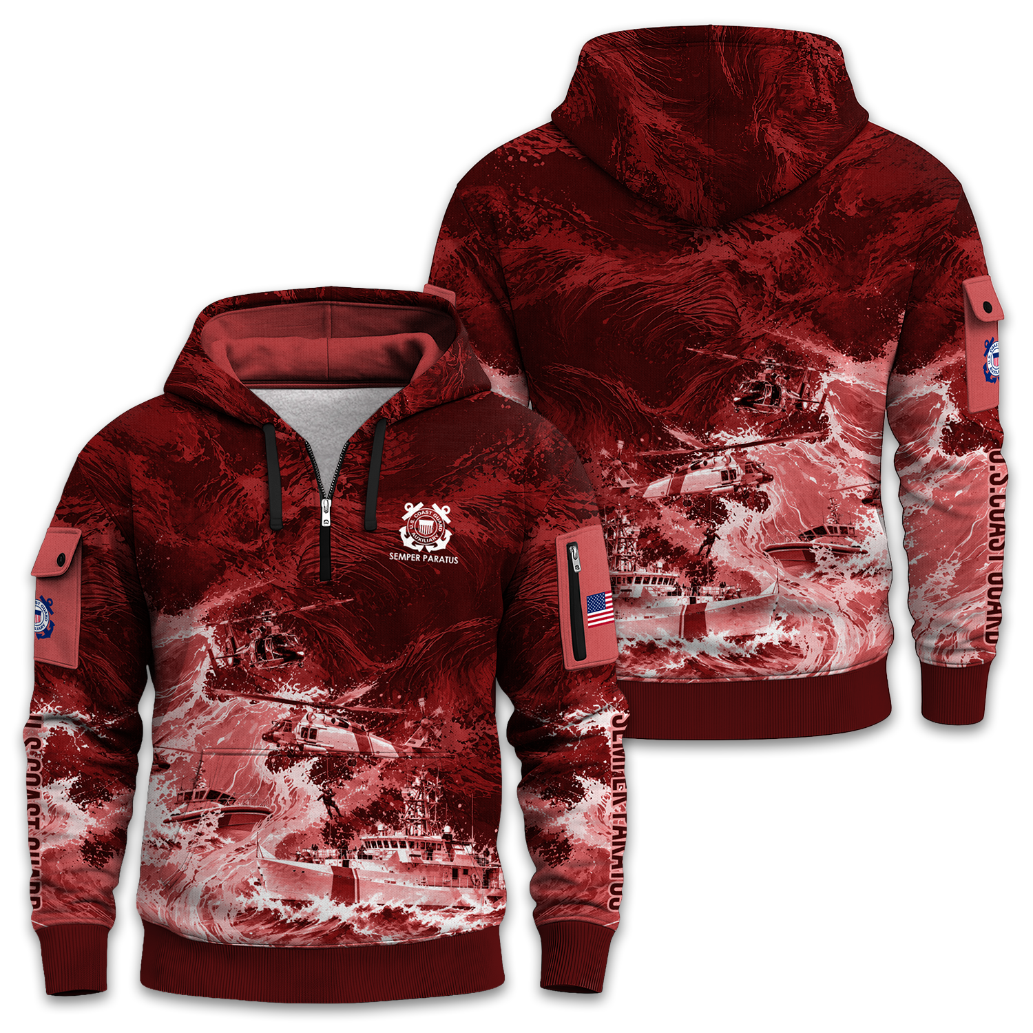 US Coast Guard Quarter Zip Hoodie