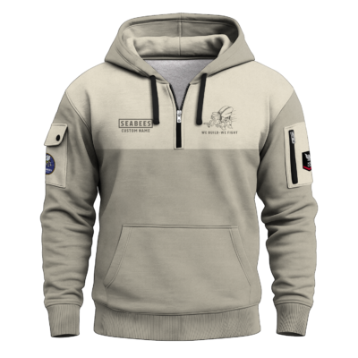 Personalized US Navy Seabees Quarter Zip Hoodie