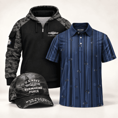 US NAVY SUBMARINE 1 Quarter Zip + 1 Polo + 1 Cap Bundle
