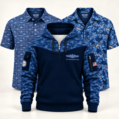 US NAVY SUBMARINE 1 Hawaiian + 1 Polo + 1 Quarter Zip Bundle