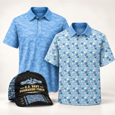 US NAVY SUBMARINE 2 Polo + 1 Cap Bundle