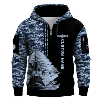 Personalized US Navy Submarine Quarter Zip Hoodie