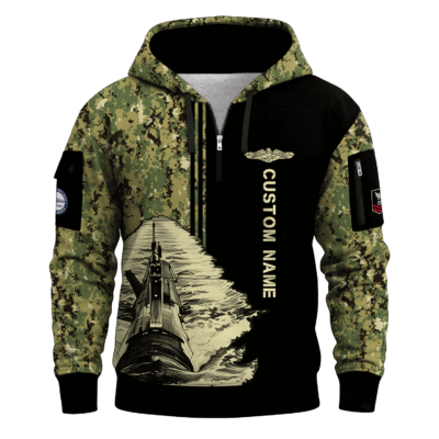 Personalized US Navy Submarine Quarter Zip Hoodie