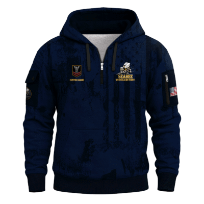 Personalized US Navy Seabees Quarter Zip Hoodie