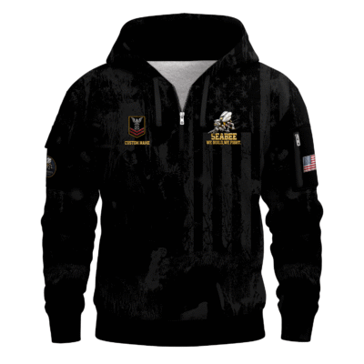 Personalized US Navy Seabees Quarter Zip Hoodie