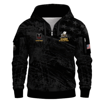 Personalized US Navy Seabees Quarter Zip Hoodie