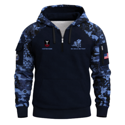 Personalized US Navy Seabees Quarter Zip Hoodie