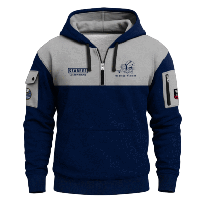 Personalized US Navy Seabees Quarter Zip Hoodie
