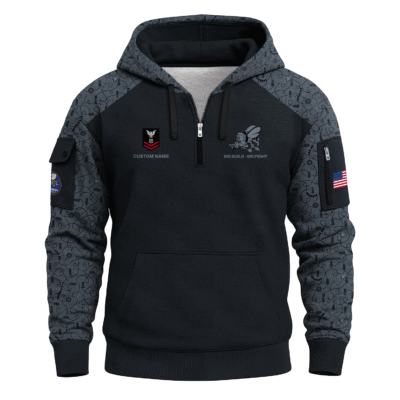 Personalized US Navy Seabees Quarter Zip Hoodie