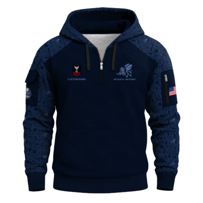 Personalized US Navy Seabees Quarter Zip Hoodie